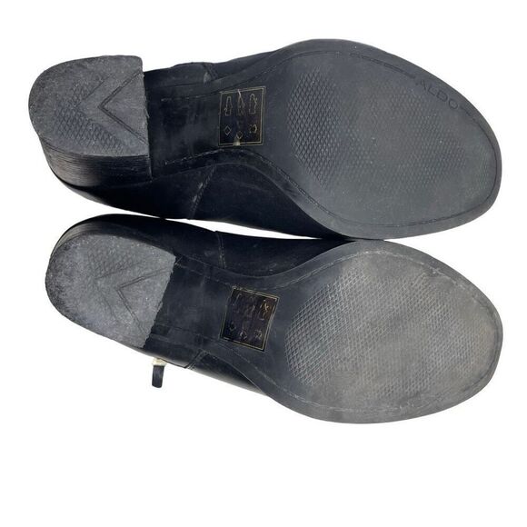 Aldo Womens Leather Side Zip Block Heel Ankle Booties Black Size 9 - Picture 7 of 9